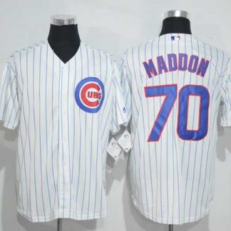 Chicago Cubs #70 Joe Maddon White Strip New Cool Base Stitched Baseball Jersey
