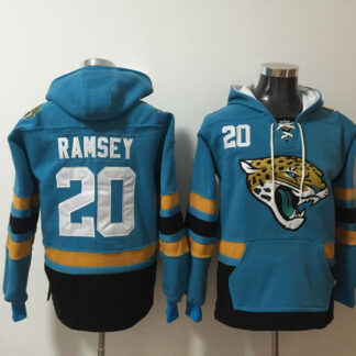 Nike Jaguars 20 Jalen Ramsey Teal All Stitched Hooded Sweatshirt
