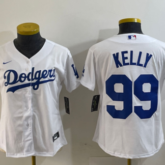 Women's Los Angeles Dodgers #99 Joe Kelly White Stitched Cool Base Nike Jersey