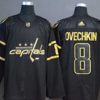 Capitals 8 Alexander Ovechkin Black Gold Adidas Jersey Dzhi