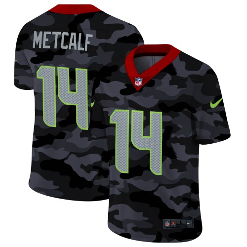 Seattle Seahawks #14 DK Metcalf Men’s Nike 2020 Black CAMO Vapor Untouchable Limited Stitched NFL Jersey