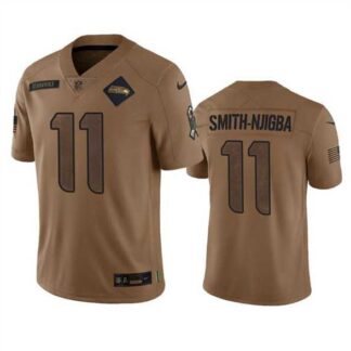 Men's Seattle Seahawks #11 Jaxon Smith-Njigba 2023 Brown Salute To Service Limited Jersey Dyin