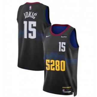 Men's Denver Nuggets #15 Nikola Jokic Black 2023 City Edition Stitched Basketball Jersey DSUD