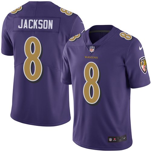 Nike Men & Women & Youth Ravens 8 Lamar Jackson Purple Color Rush Limited Jersey