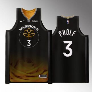 Men's Golden State Warriors #3 Jordan Poole 2022/2023 Black City edition Stitched Basketball Jersey GY5M