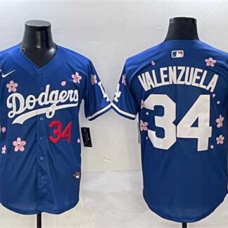 Men's Los Angeles Dodgers #34 Fernando Valenzuela Royal 2025 Tokyo Series Limited Stitched Jersey