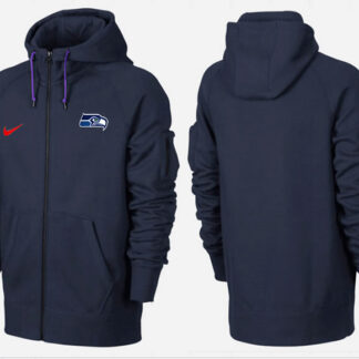 Men Seattle Seahawks Team Logo Full Zip NFL Hoodie (11)