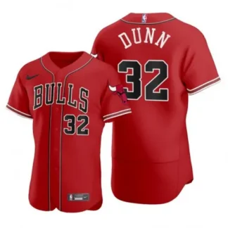 Men's Chicago Bulls #32 Kris Dunn 2020 Red NBA X MLB Crossover Edition Stitched Jersey