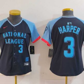 Women's Philadelphia Phillies #3 Bryce Harper Navy 2024 All Star Limited Stitched Jersey