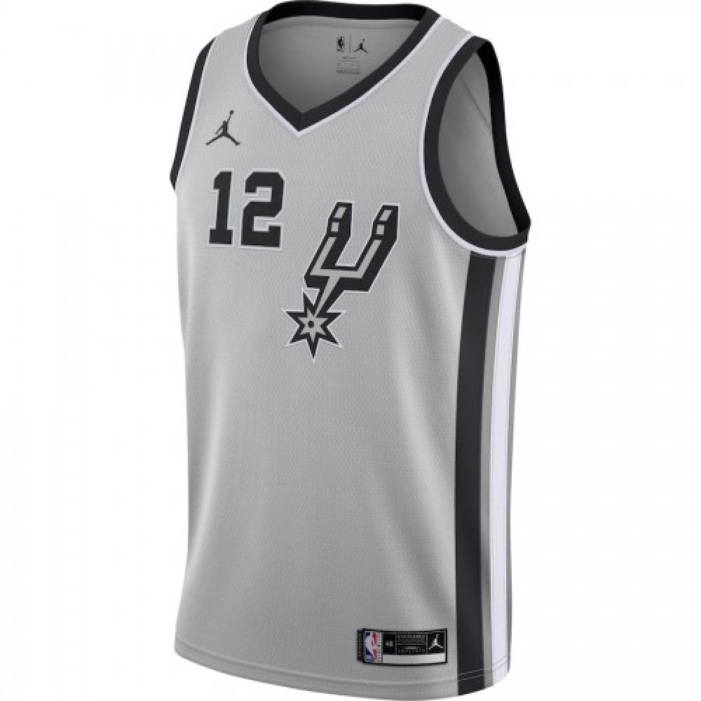 Men's San Antonio Spurs LaMarcus Aldridge #12 Jordan Silver 20/21 Swingman Jersey- Statement Edition - Image 2