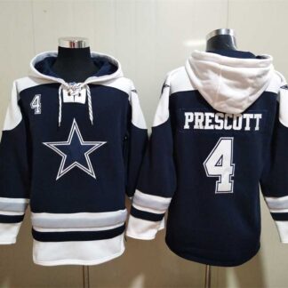 Cowboys 4 Dak Prescott Navy Blue All Stitched Sweatshirt Hoodie