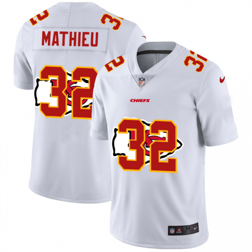 Kansas City Chiefs #32 Tyrann Mathieu White Men’s Nike Team Logo Dual Overlap Limited NFL Jersey