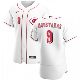 Cincinnati Reds #9 Mike Moustakas Men’s Nike White Home 2020 Authentic Player MLB Jersey