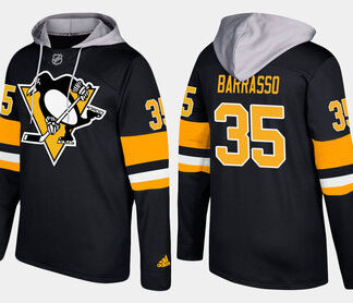 Adidas Pittsburgh Penguins 35 Tom Barrasso Retired Black Name And Number Hoodie
