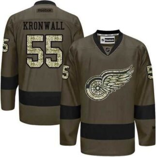 Glued Detroit Red Wings #55 Niklas Kronwall Green Salute to Service NHL Jersey