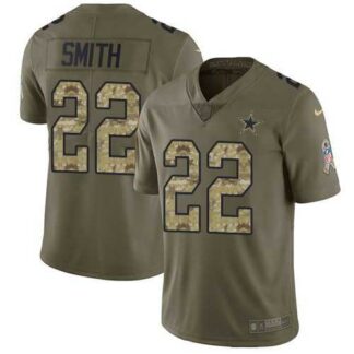 Nike Cowboys 22 Emmitt Smith Olive Camo Salute To Service Limited Jersey Dzhi