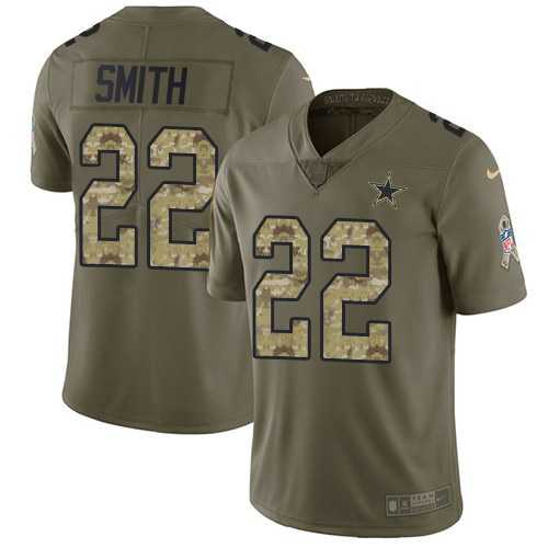Nike Cowboys 22 Emmitt Smith Olive Camo Salute To Service Limited Jersey Dzhi