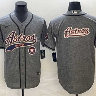 Men's Houston Astros Blank Grey Gridiron With Patch Cool Base Stitched Baseball Jerseys