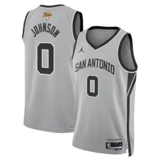 Youth San Antonio Spurs #0 Keldon Johnson Silver 2026 NBA Finals Patch Swingman Statement Edition Jersey
