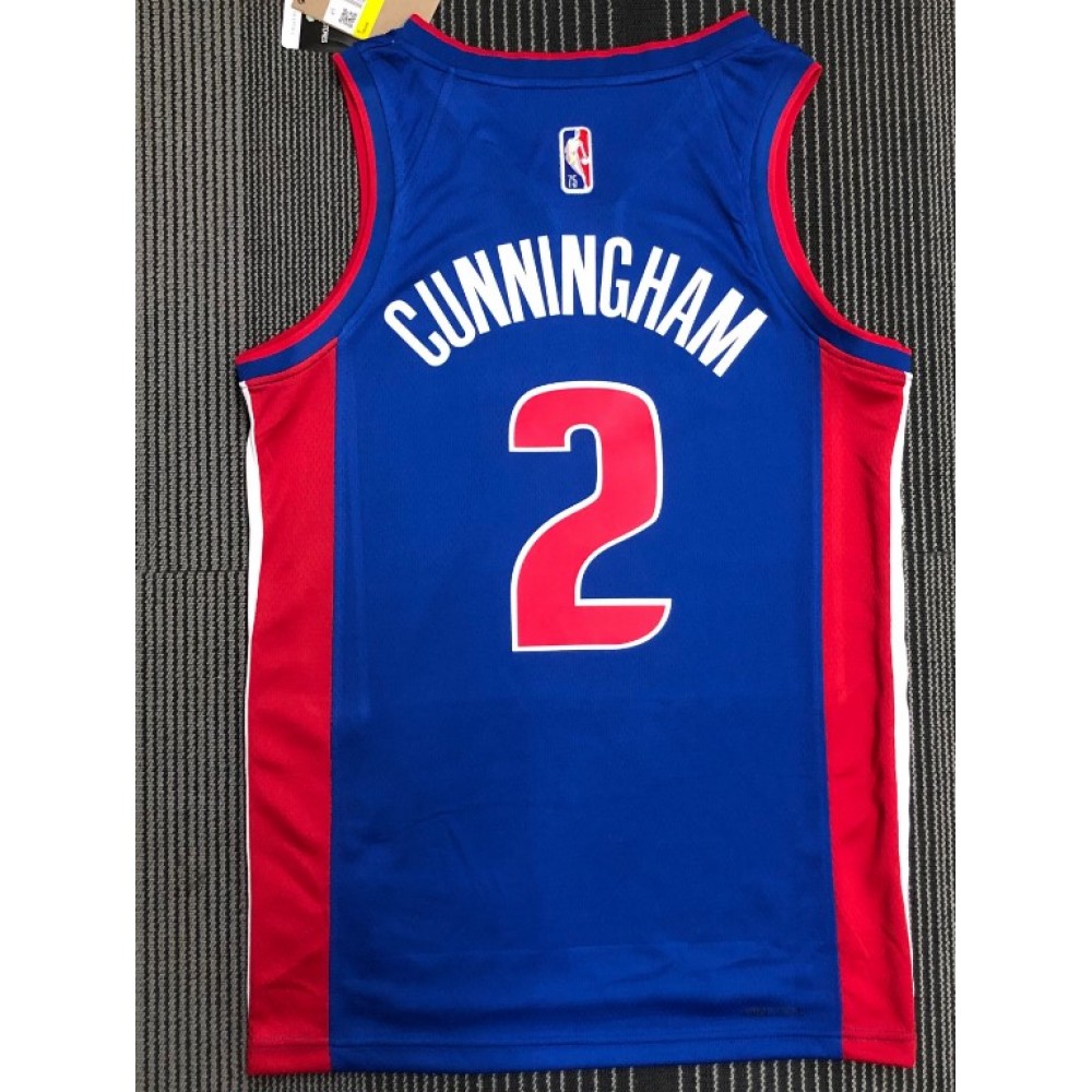Men's Detroit Pistons Cade Cunningham #2 Nike Blue 2021/22 Swingman NBA Jersey - Icon Edition - Image 2
