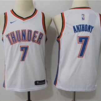 Youth Nike Oklahoma City Thunder #7 Carmelo Anthony White Swingman Stitched NBA Jersey