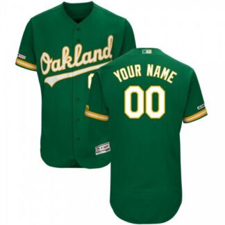 Men’s Oakland Athletics Majestic Kelly Green Alternate Flex Base Authentic Collection Custom Jersey