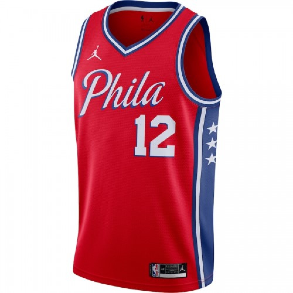 Men's Philadelphia 76ers Tobias Harris #12 Jordan Red 2020/21 Swingman Jersey - Statement Edition - Image 2