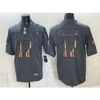 Men's Buffalo Bills #17 Josh Allen Grey USA Flag Vapor Limited Jersey UM0T