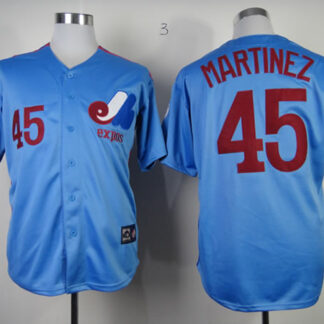 Montreal Expos #45 Martinez Throwback Light Blue Jerseys
