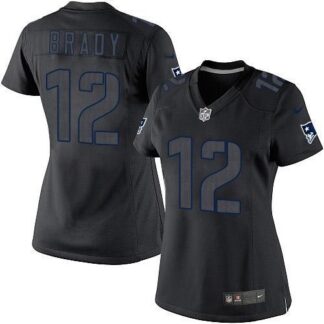 Nike New England Patriots #12 Tom Brady Black Impact Women’s Stitched NFL Limited Jersey