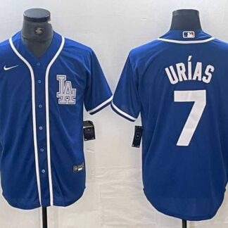Men's Los Angeles Dodgers #7 Julio Urias Blue Cool Base Stitched Baseball Jersey