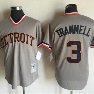 Detroit Tigers #3 Alan Trammell Gray Mitchell And Ness Throwback Pullover Stitched Jersey