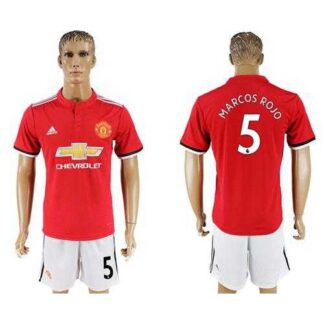 Manchester United #5 Marcos Rojo Red Home Soccer Club Jersey