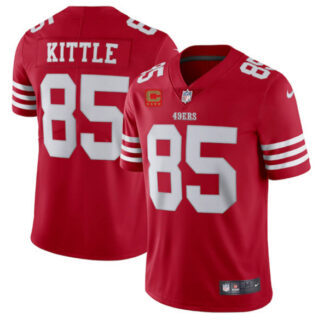 Men's San Francisco 49ers 2022 #85 George Kittle Red New Scarlet With 4-star C Patch Vapor Untouchable Limited Stit...