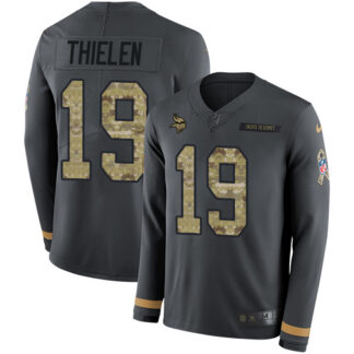 Nike Minnesota Vikings #19 Adam Thielen Anthracite Salute to Service Men’s Stitched NFL Limited Therma Long Sleeve...
