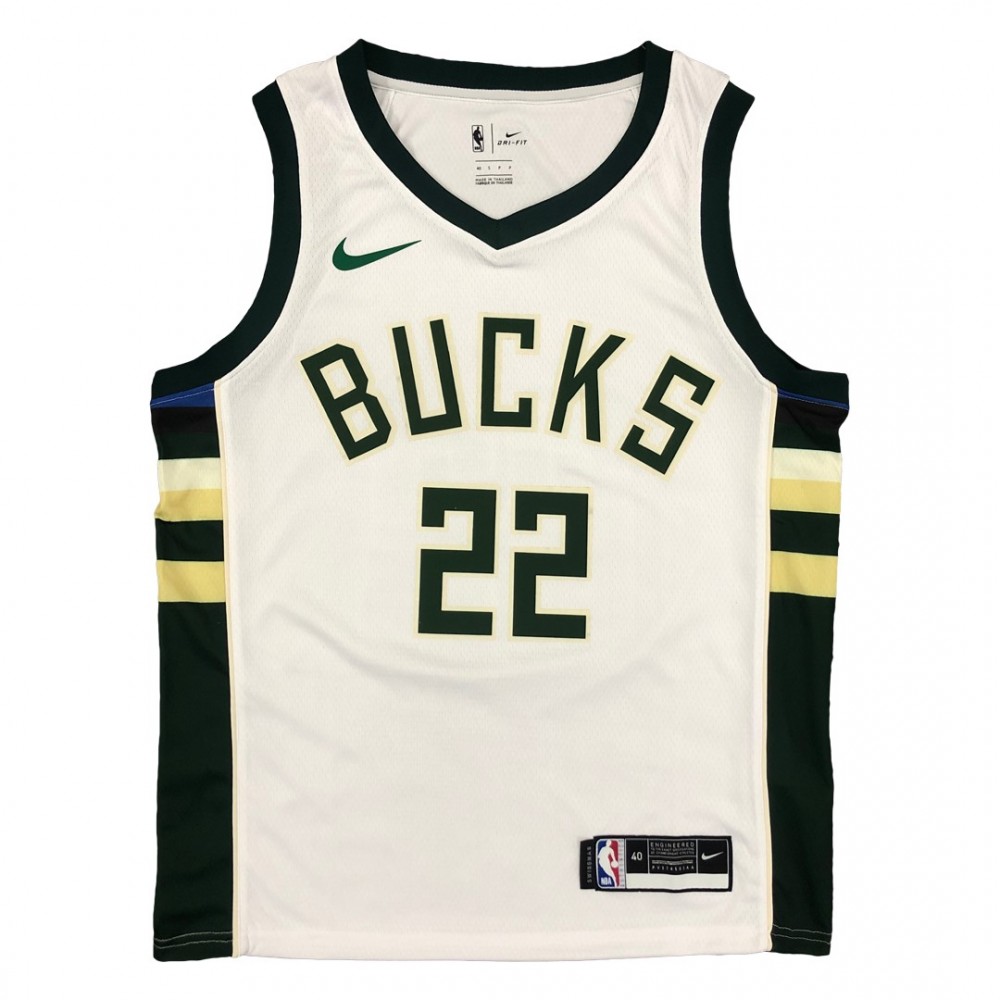 Men's Milwaukee Bucks Khris Middleton #22 Nike White 2020/21 Swingman Jersey - Association Edition - Image 2