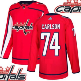 Capitals #74 Carlson Red With Special Glittery Logo Adidas Jersey