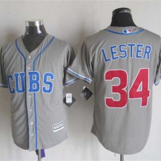 Majestic Chicago Cubs #34 Jon Lester Gray MLB Stitched Jerseys