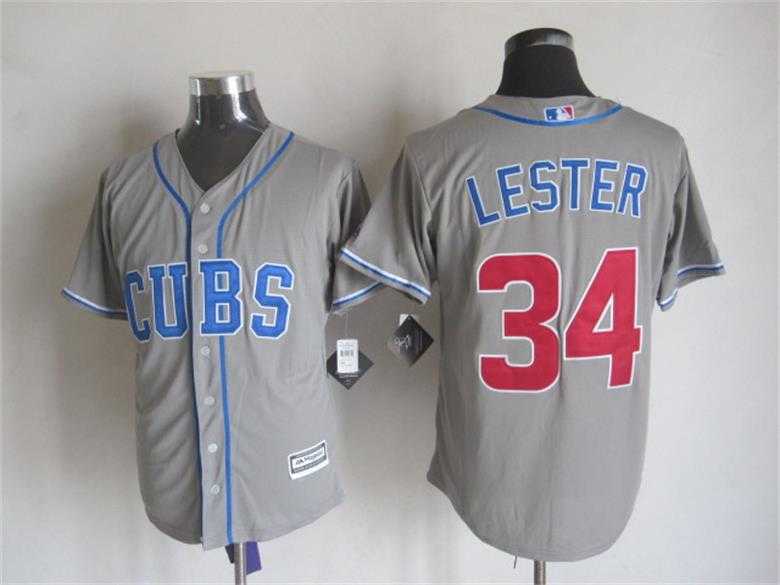 Majestic Chicago Cubs #34 Jon Lester Gray MLB Stitched Jerseys