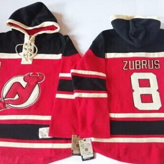 Old Time Hockey New Jersey Devils #8 Dainius Zubrus Red With Black Hoodie