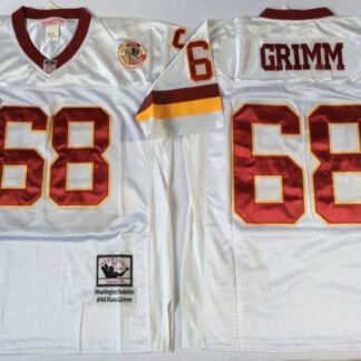 Men's Redskins #68 Russ Grimm White Throwback Stitched Football Jersey