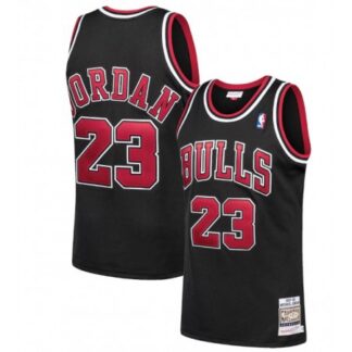 Men's Chicago Bulls #23 Michael Jordan Black 1997-98 Throwback Stitched Jersey G4LP