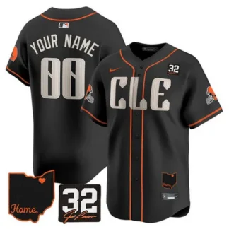 Youth Cleveland Browns Black 2025 Jim Brown Memorial & Home Patch Vapor Limited Custom Jersey