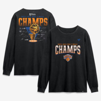 Men's New York Knicks Black 2026 NBA Finals Champions Roster Trophy Long Sleeve T-Shirt