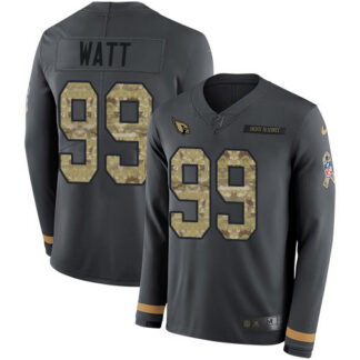 Nike Arizona Cardinals #99 J.J. Watt Anthracite Salute to Service Men’s Stitched NFL Limited Therma Long Sleeve Jersey