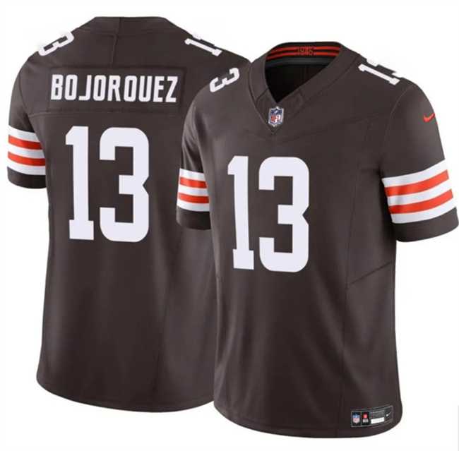 Men's Cleveland Browns #13 Corey Bojorquez Brown F.U.S.E. Vapor Limited Stitched Jersey Dzhi