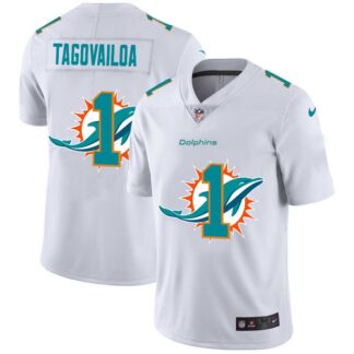 Nike Dolphins 1 Tua Tagovailoa White Shadow Logo Limited Jersey Yhua