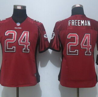 Women's Atlanta Falcons #24 Devonta Freeman Red Drift Fashion NFL Nike Jersey