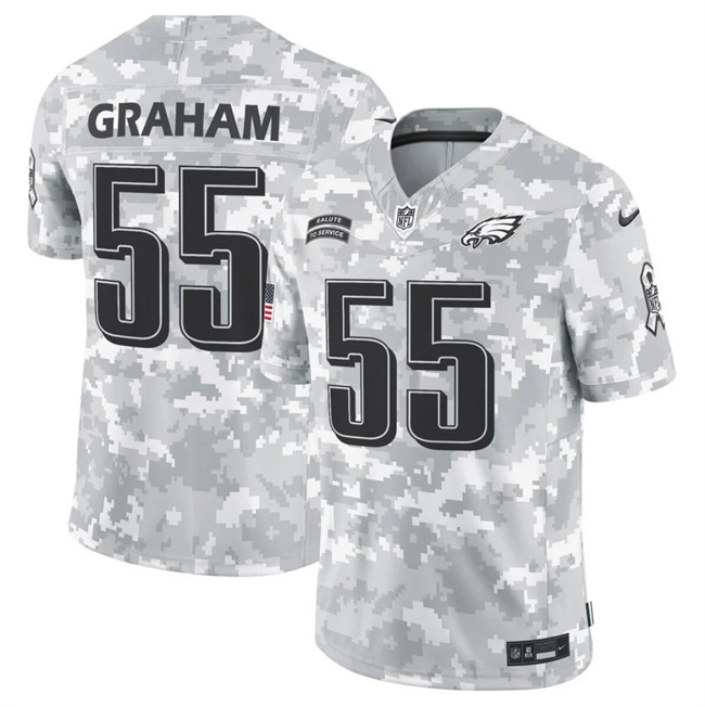 Men's Philadelphia Eagles #55 Brandon Graham 2024 F.U.S.E Arctic Camo Salute To Service Limited Stitched Football J...