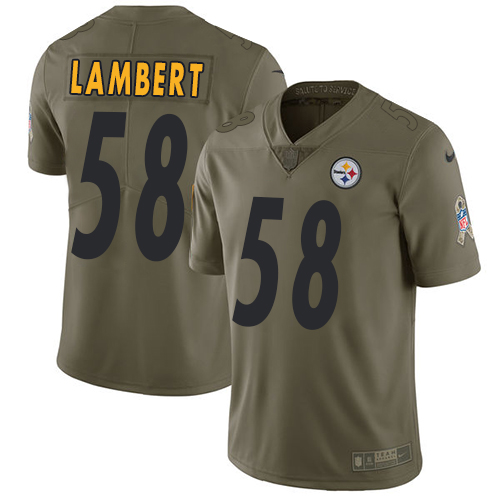 Nike Pittsburgh Steelers #58 Jack Lambert Olive Men’s Stitched NFL Limited 2017 Salute to Service Jersey